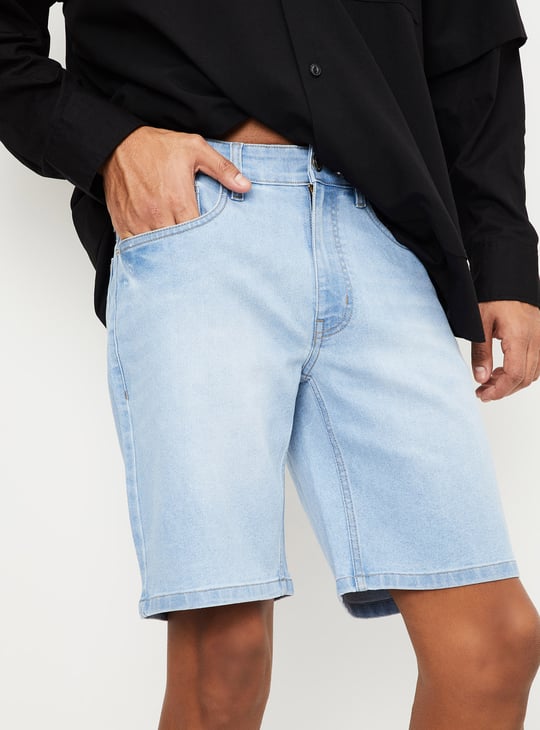 Men Washed Denim Shorts