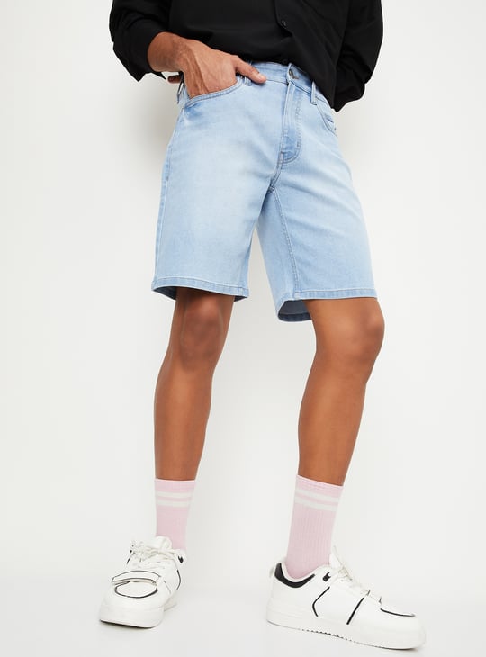 Men Washed Denim Shorts