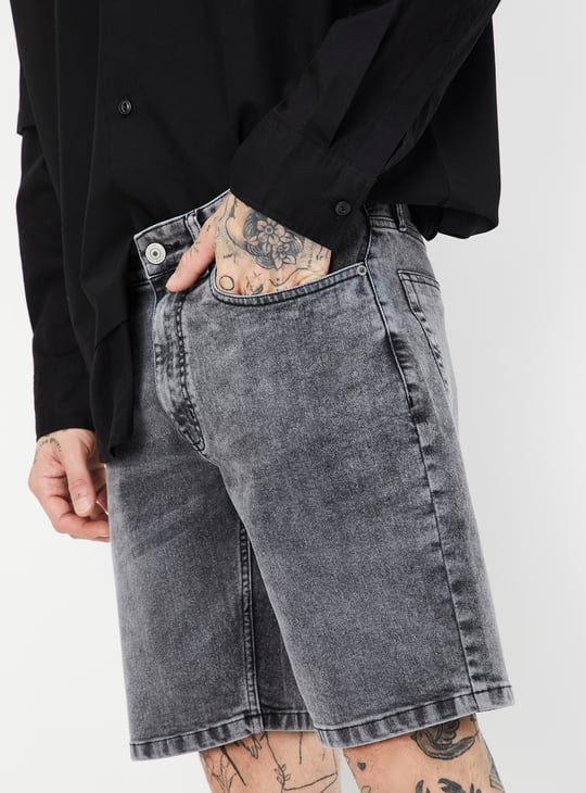 Men Washed Denim Shorts