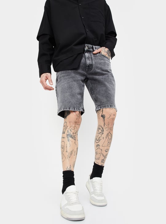 Men Washed Denim Shorts