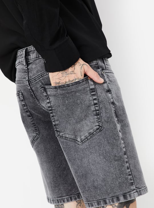 Men Washed Denim Shorts