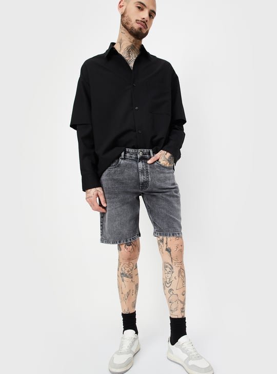 Men Washed Denim Shorts