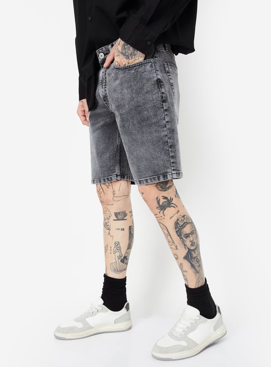 Men Washed Denim Shorts