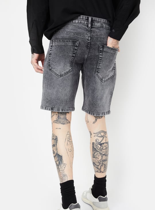 Men Washed Denim Shorts