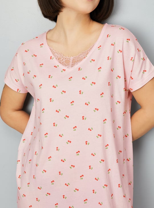 Women Printed Midi Night Gown