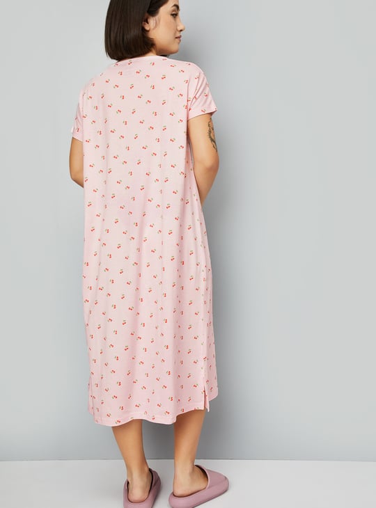 Women Printed Midi Night Gown