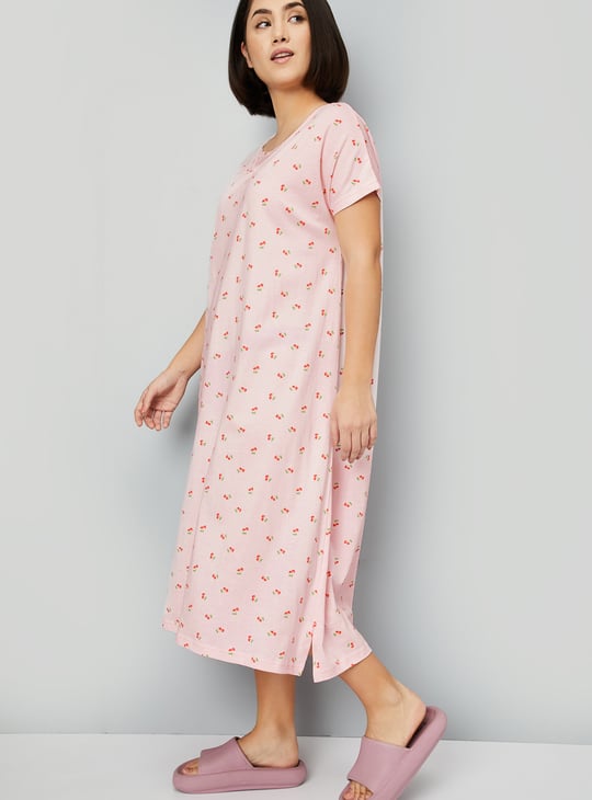 Women Printed Midi Night Gown