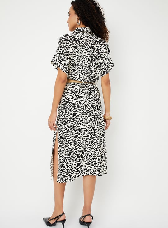 Women Printed Belted Shirt Dress