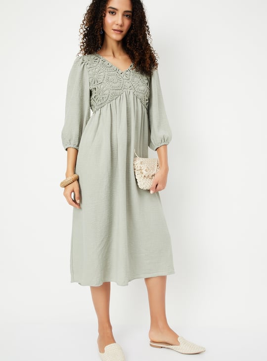 sachin and babi light blue dress Embroidered crochet midi skirt main image 0