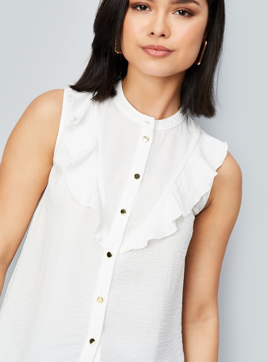 shoulder ruffle tops with ruffles in the front