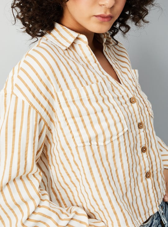 Women Striped Cropped Shirt