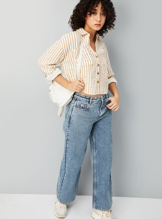 Women Striped Cropped Shirt