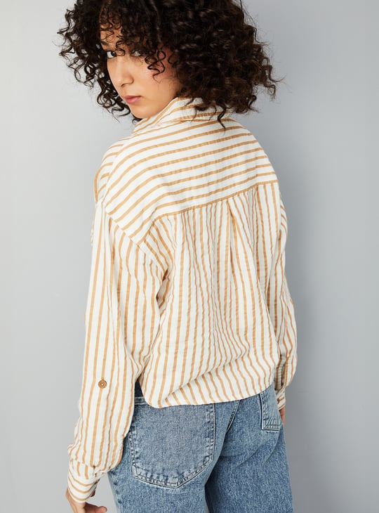 Women Striped Cropped Shirt