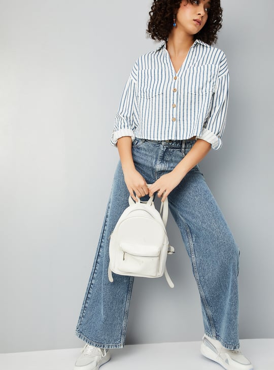 Women Striped Cropped Shirt