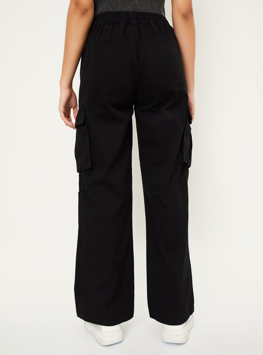 Women Solid Cargo Jeans