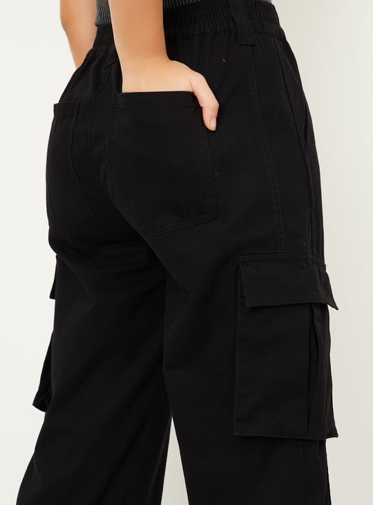 Women Solid Cargo Jeans