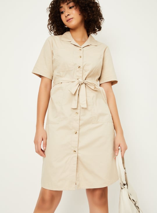 Women Solid Shirt Dress