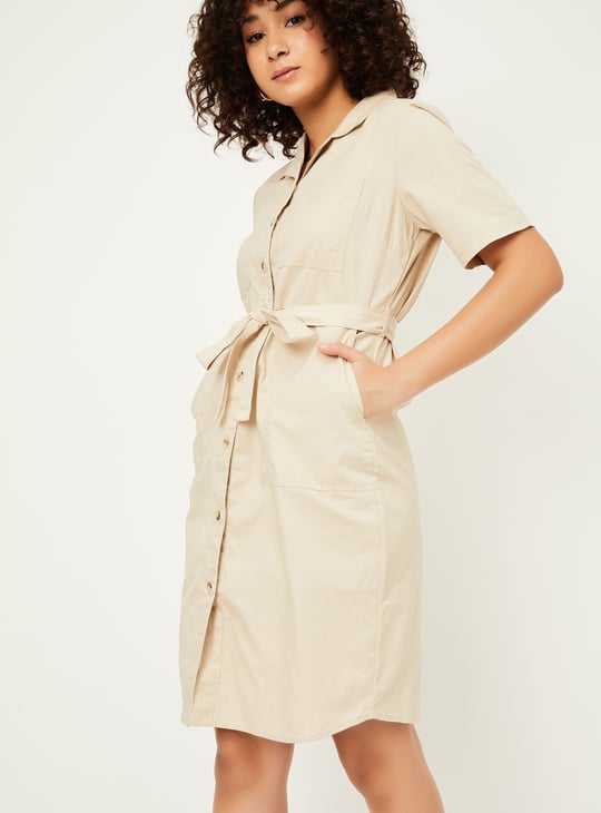 Women Solid Shirt Dress