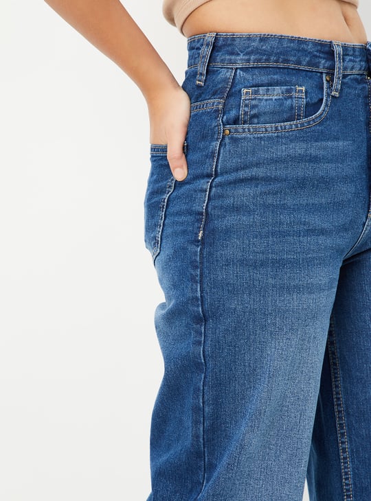 Women Washed Wide Leg Jeans