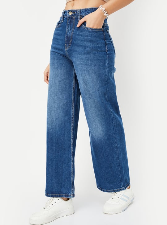 Women Washed Wide Leg Jeans