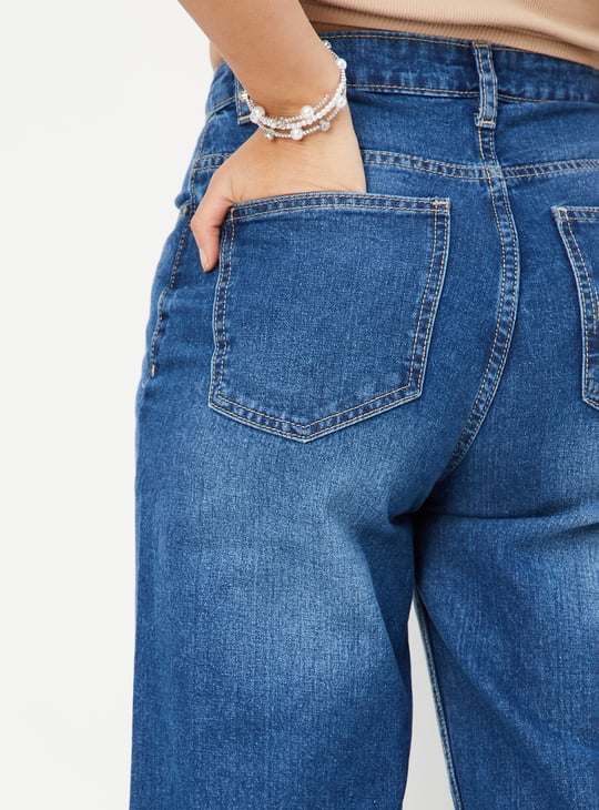 Women Washed Wide Leg Jeans