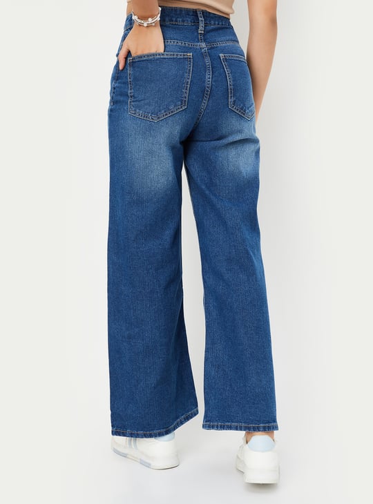 Women Washed Wide Leg Jeans