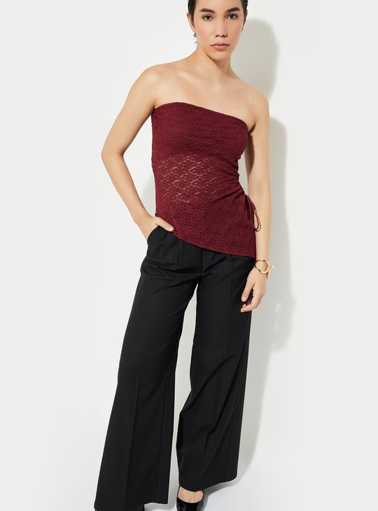 URB_N Women Lace Asymmetric Top