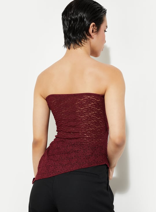 URB_N Women Lace Asymmetric Top