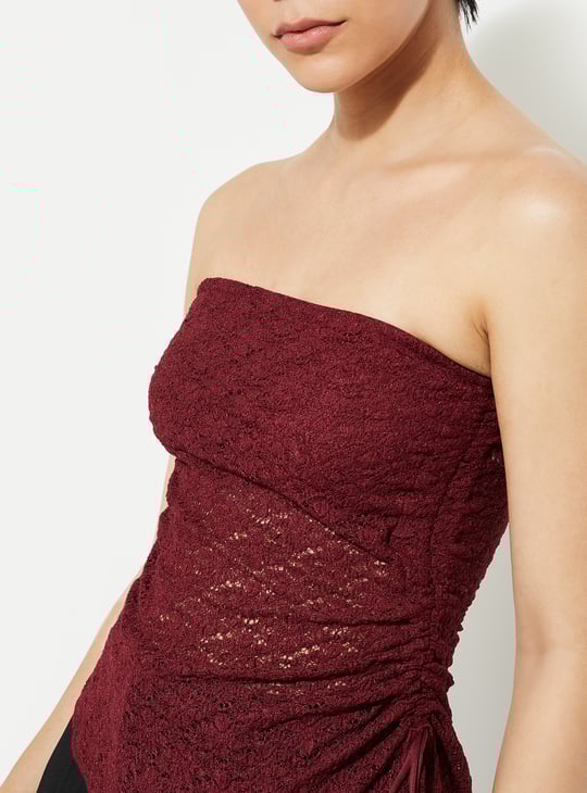 URB_N Women Lace Asymmetric Top