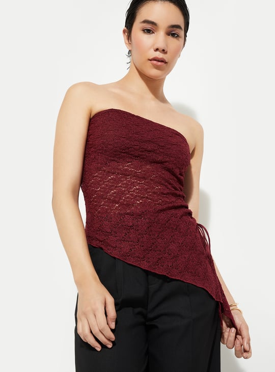 URB_N Women Lace Asymmetric Top