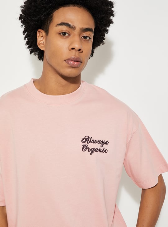 URB_N Men Back Printed Boxy Fit T-shirt | Pink | Printed