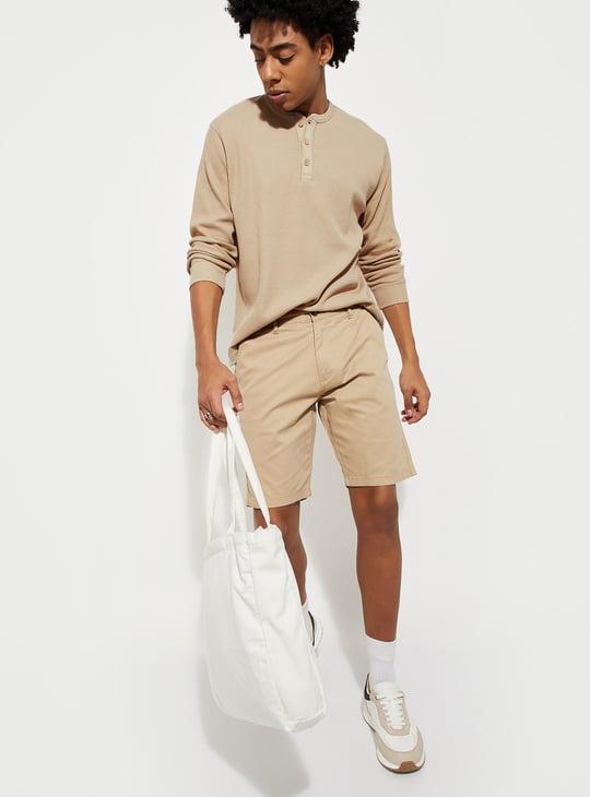 URB_N Men Ribbed Henley T-shirt