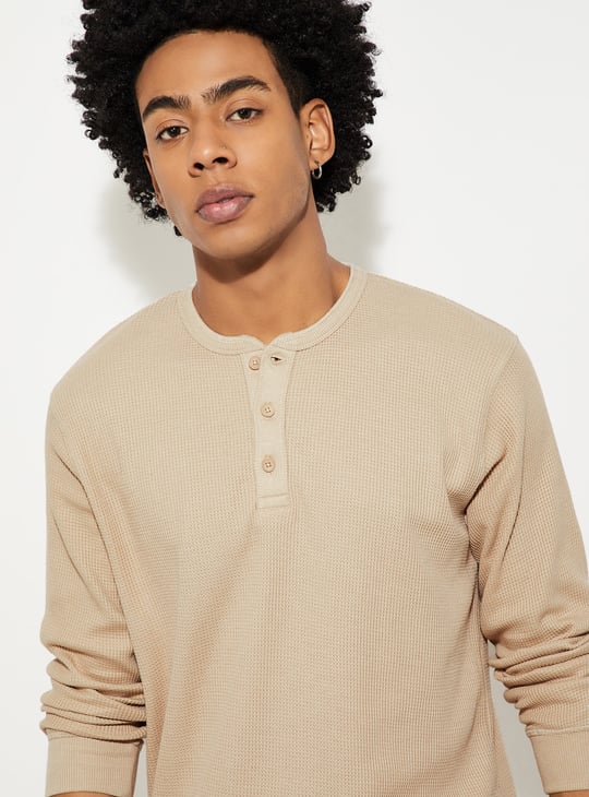 ANCELLM HENLEY RIB LS T-SHIRT CREAM ANCELLM HENLEY RIB LS T-SHIRT