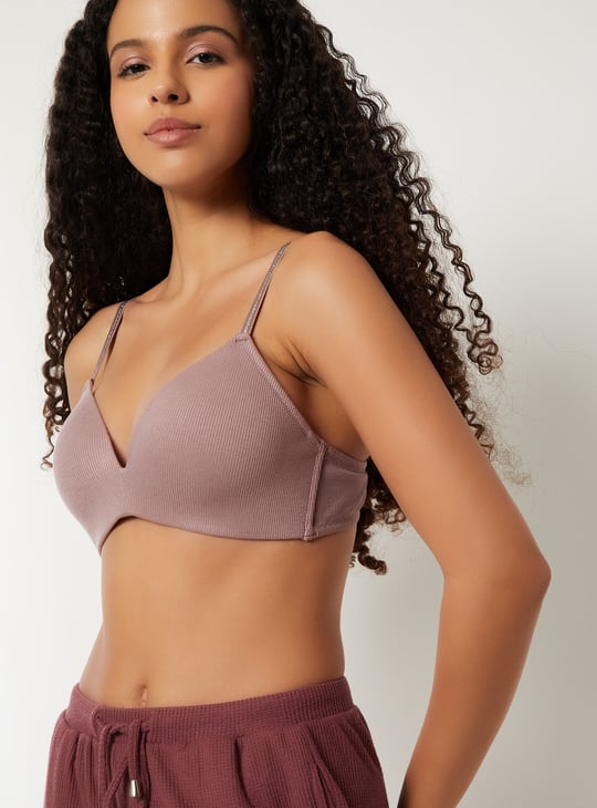 Women Textured Padded Non-Wired T-shirt Bra