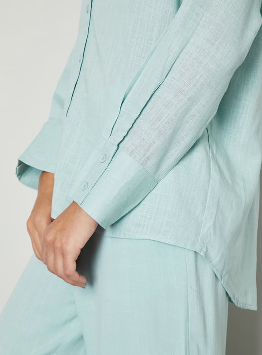 Women Textured Oversized Linen Shirt