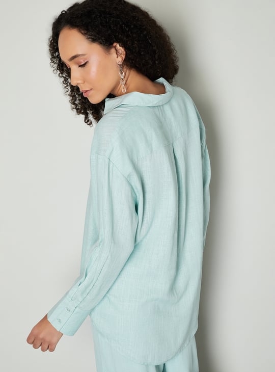 Women Textured Oversized Linen Shirt
