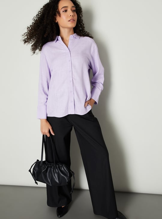 Women Textured Oversized Fit Shirt