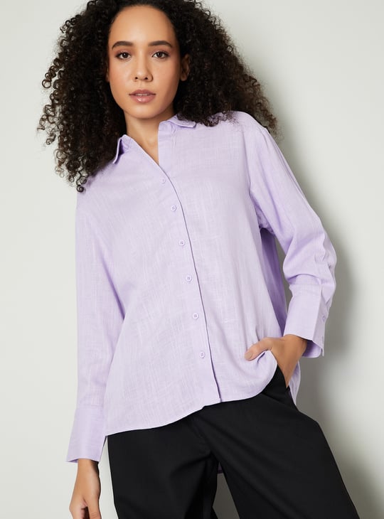 Women Textured Oversized Fit Shirt
