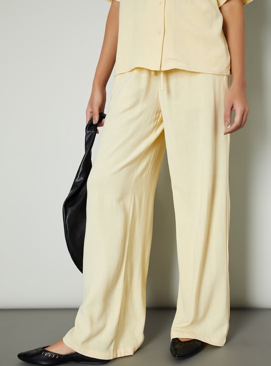 Women Solid Wide Leg Trousers