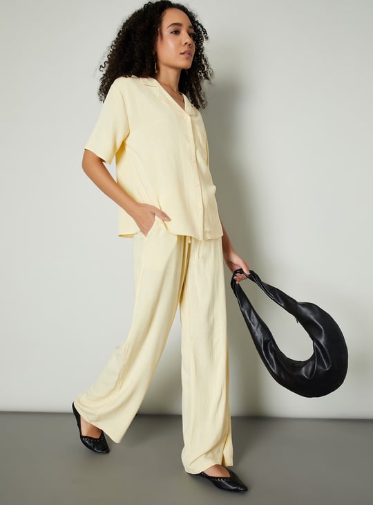 Women Solid Wide Leg Trousers
