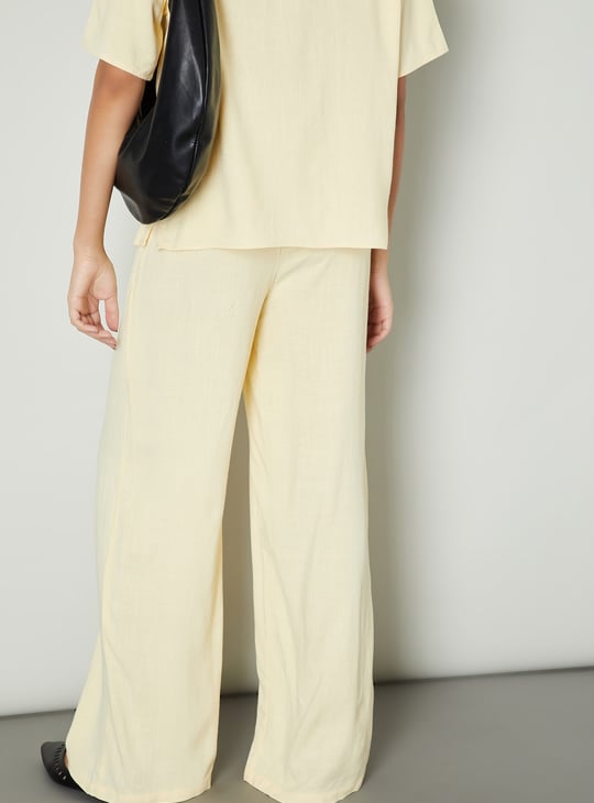 Women Solid Wide Leg Trousers