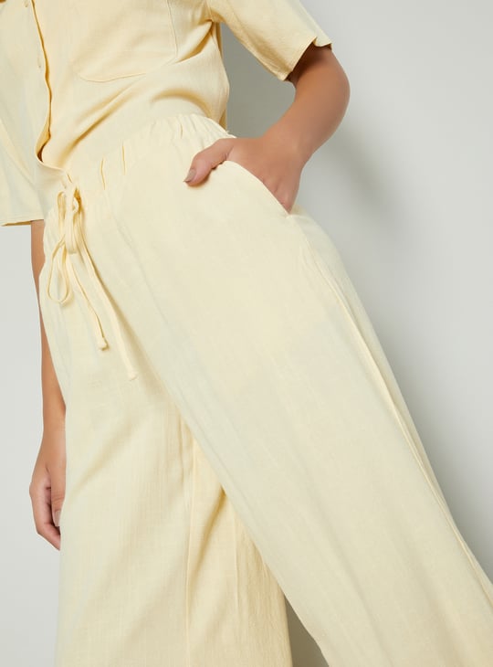 Women Solid Wide Leg Trousers