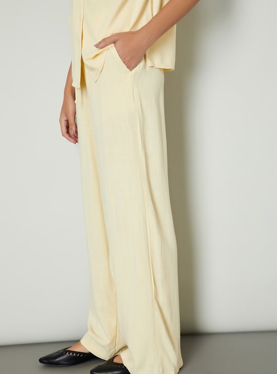 Women Solid Wide Leg Trousers
