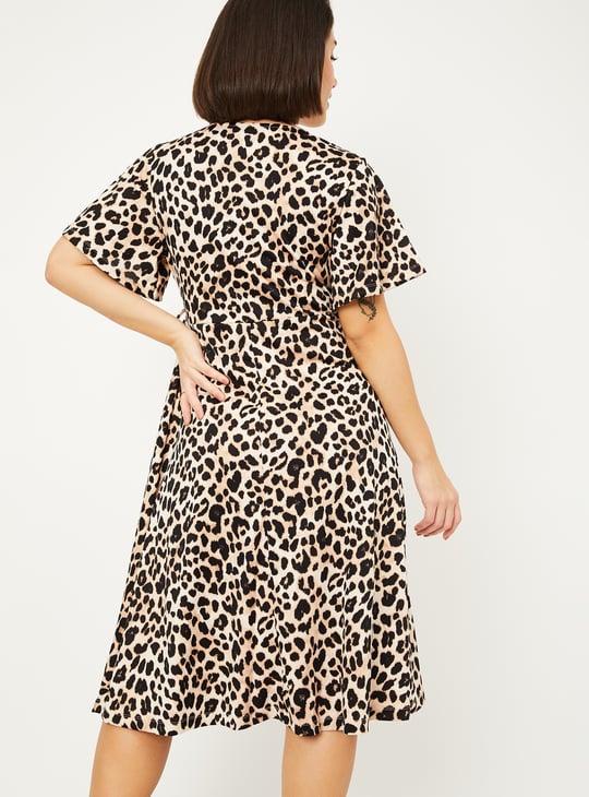 Women Animal Print Wrap Dress