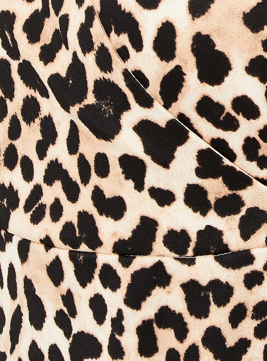 Women Animal Print Wrap Dress