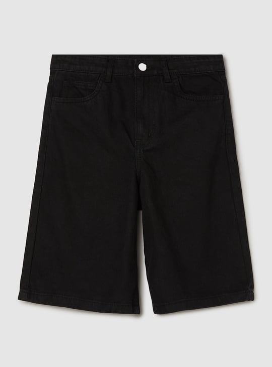 Girls Washed Denim Shorts Black Denim Shorts