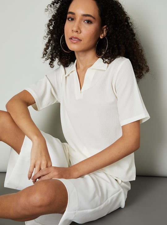 Women Textured Polo T-shirt