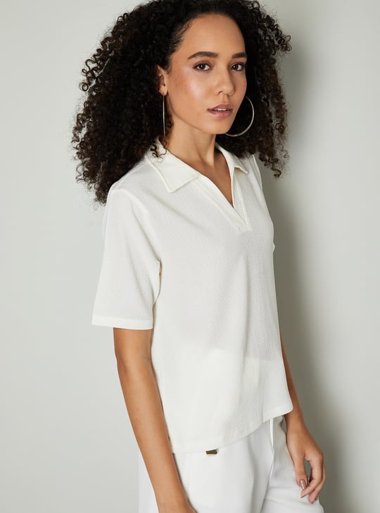 Women Textured Polo T-shirt