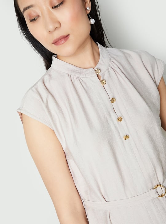 Women Textured Belted Midi Dress