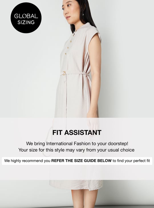 Women Textured Belted Midi Dress